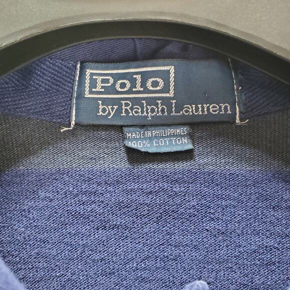 Vintage Polo by Ralph Lauren Shirt Men XXL Collared Long Sleeve Stripe Blue Grey - Picture 12 of 12
